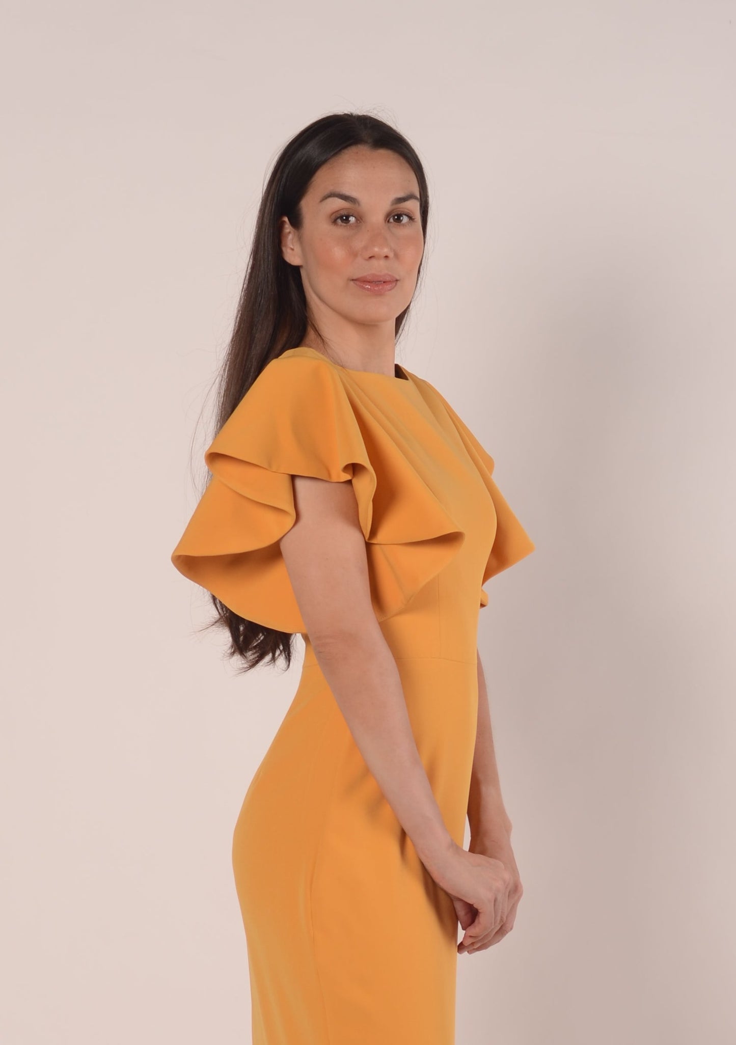Sabrina Trumpet Dress in Mustard