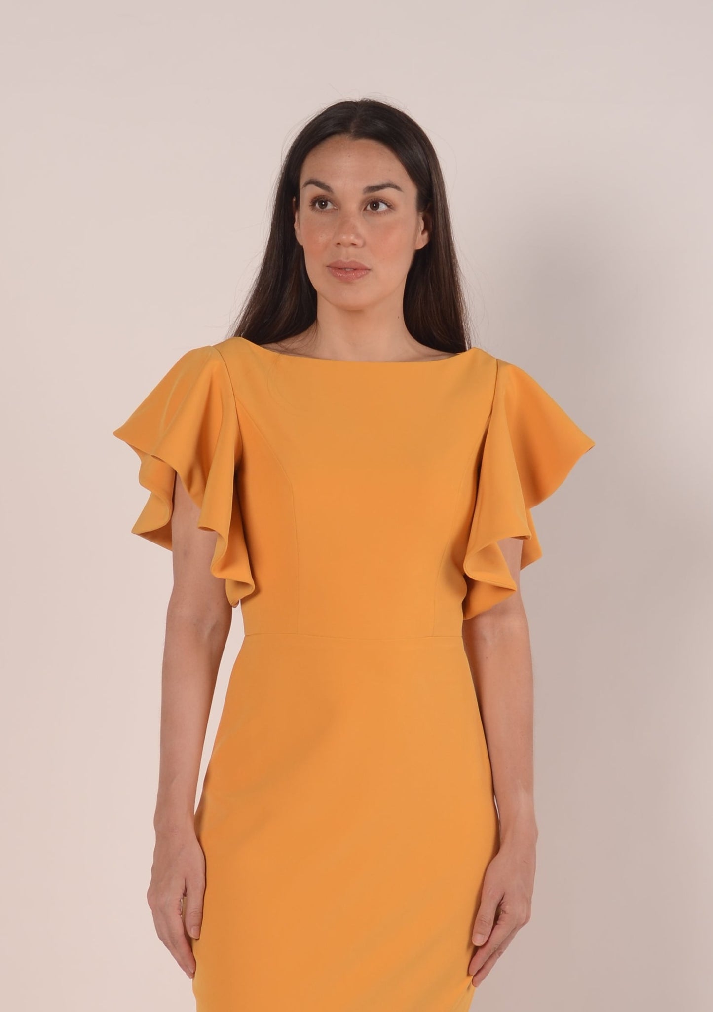 Sabrina Trumpet Dress in Mustard